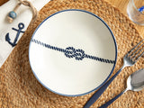 Rope Porcelaine Assiette Creuse Blanc - Bleu Marine
