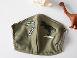 Masque Enfant Coton Dinosaur 4 - 12 Ans Vert