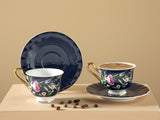 Set Tasse à Café En Porcelaine Tendre, Vanilla, 4 Pcs De 90ml, Bleu Marine