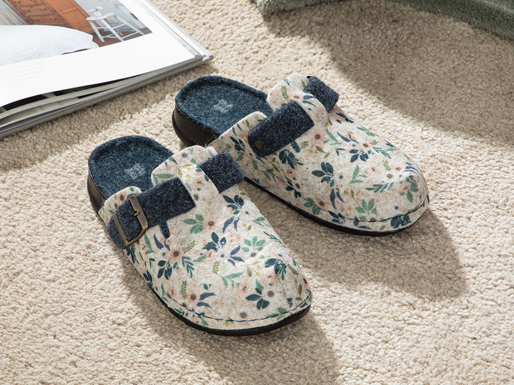 Bloom On Polyestere Chaussons Maison 39 Gris - Bleu Marine