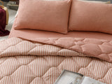Comfy Stripe Bettwaren-Set Garngefärbt King Size 240X220Cm Zimtbraun