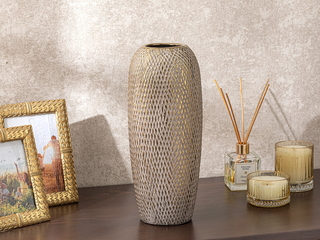 Mosaic Vase 14,5X14,5X34,5Cm Goldfarben