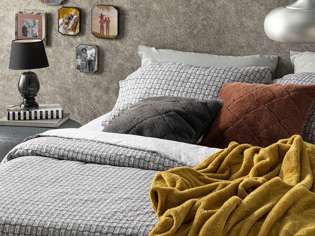 Deltoid Bettdeckenbezug-Set Baumwolle Doppel 200X220Cm Grau