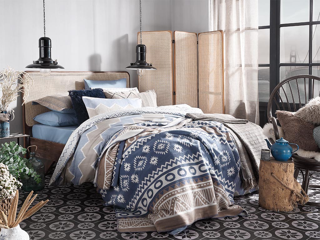 Pure Ikat Bettdeckenbezug-Set Baumwolle Einzel  160X220Cm Blau