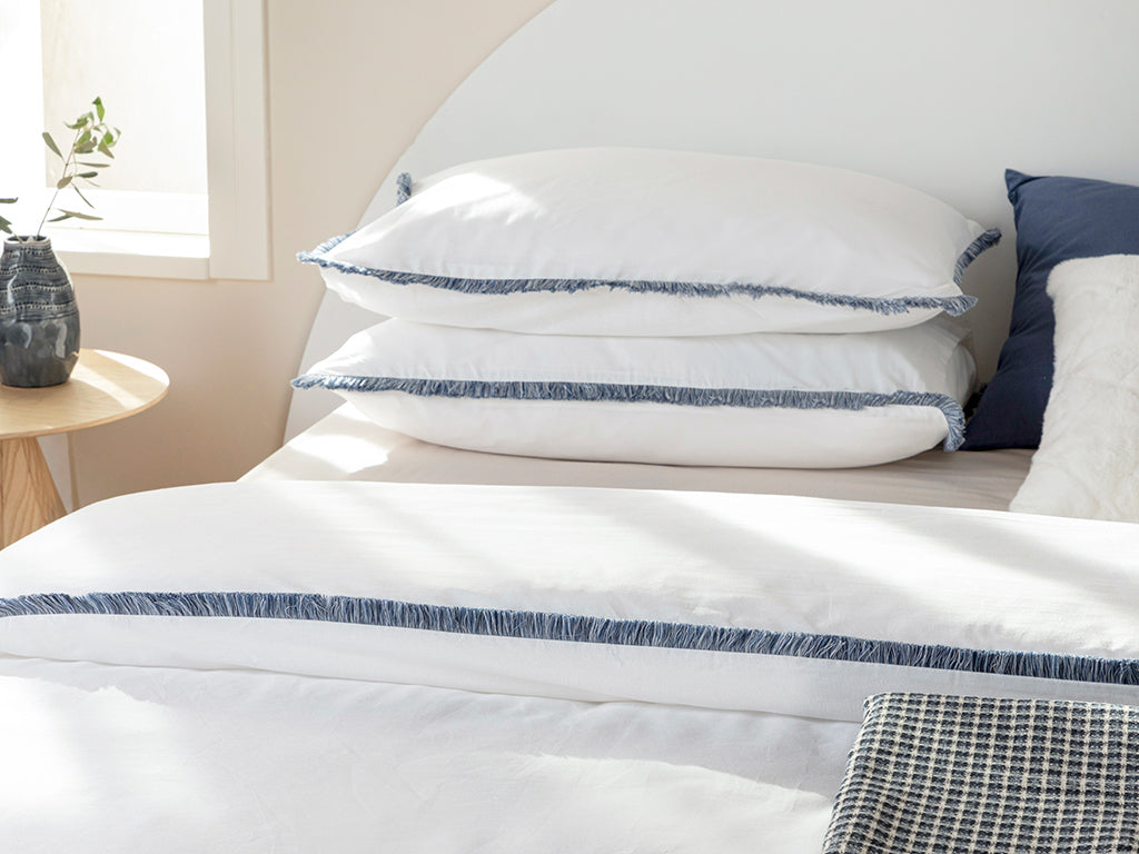 Adorn Bettdeckenbezug-Set Mit Fransen Baumwolle Einzel 160X220Cm Weiß