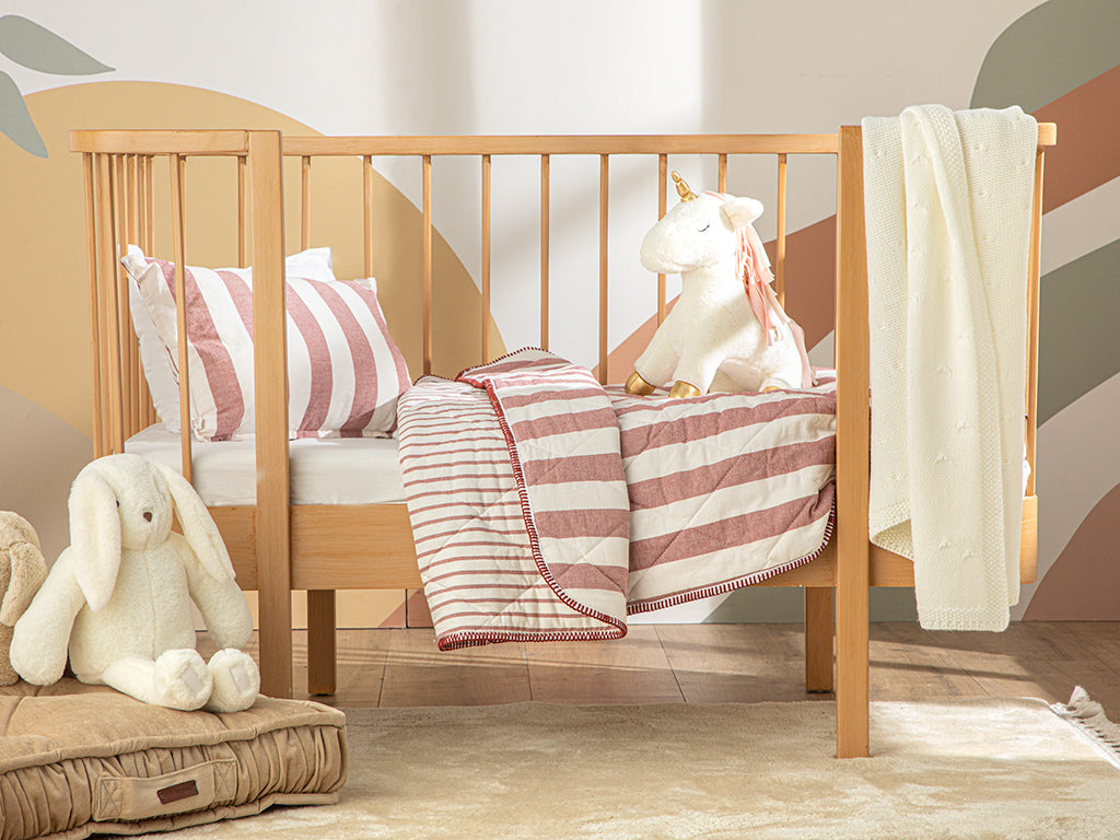 Stripe Baby-Bettdecken-Set Baumwolle 95X145Cm Rosa