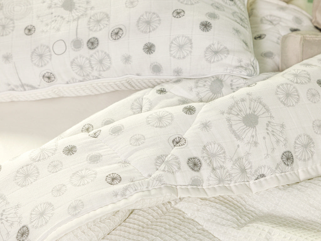 Dandelion Baby-Bettdecken-Set Mit Kissen Baumwolle 95X145Cm Grau