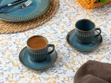 Set De 2 Tasses à Café En Céramique, Elated, 105ml Bleu