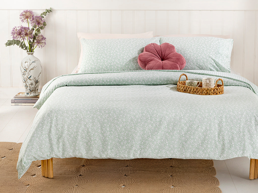 Liberty Blossom Bettdeckenbezug-Set Baumwolle Einzel  160X220Cm Celadon