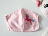 Mini Unicorn Kinder-Stoffmaske Baumwolle 4-12 Jahre Rosa