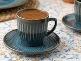 Set De 2 Tasses à Café En Céramique, Elated, 105ml Bleu