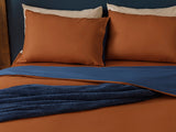 Plain Bettwäsche Baumwolle Einzel 160X220Cm Orange-Blau