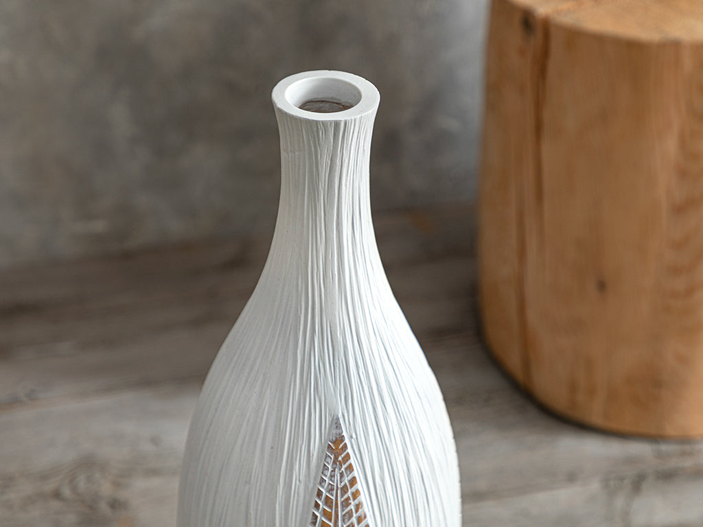 Vase Elegant Leaf, 16x16x55 Blanc