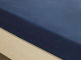 Uni Spannbettlaken-Set Kammgarn Baumwolle Einzel 100X200Cm Nachtblau