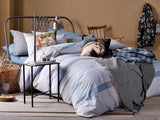 Urban Check Bettdeckenbezug-Set Baumwolle Einzel 160X220Cm Blau
