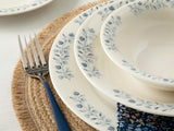 Set D'assiettes En Porcelaine 24 Pièces Pour 6 Personnes, Esfra, 26-20-19-15cm Bleu