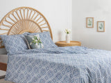 Boho Bettdeckenbezug-Set Baumwolle Einzel  160X220Cm Blau