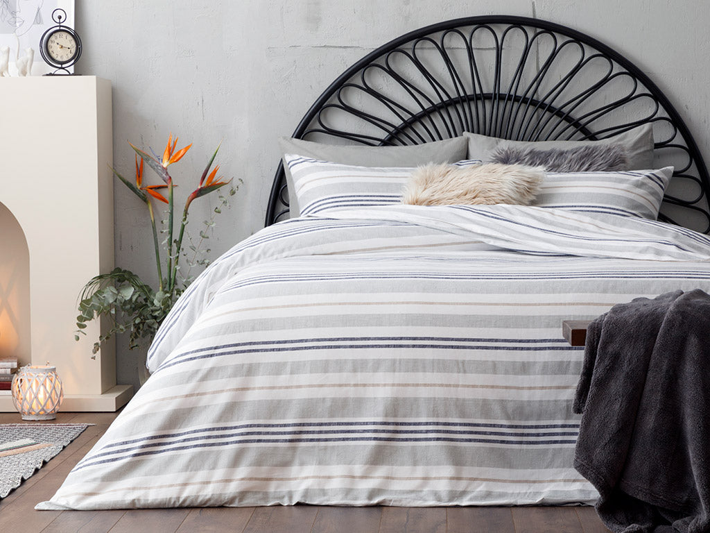 Modern Stripe Bettdeckenbezug-Set Baumwolle Doppel 200X220Cm Grau