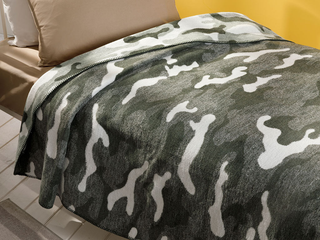 Couverture Enfant Single Coton Camouflage 150x200cm Vert