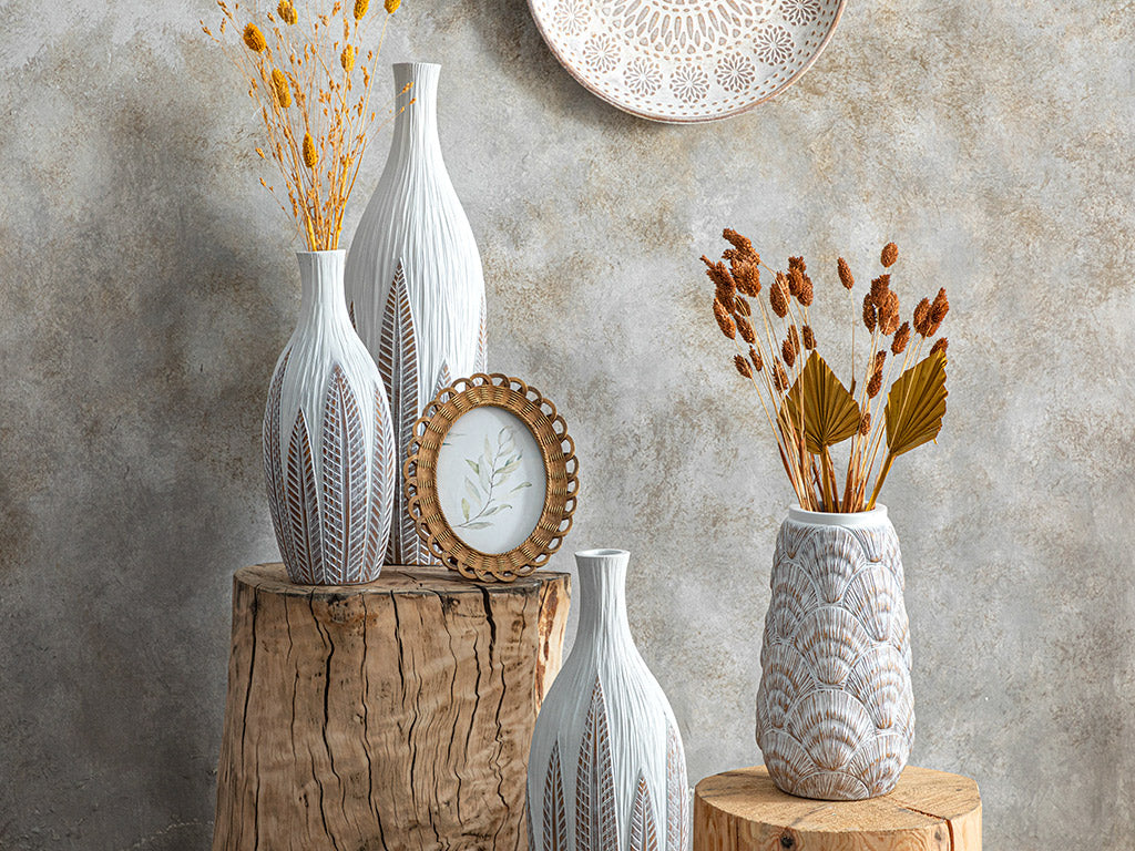 Elegant Leaf Vase 16X16X42Cm Weiß